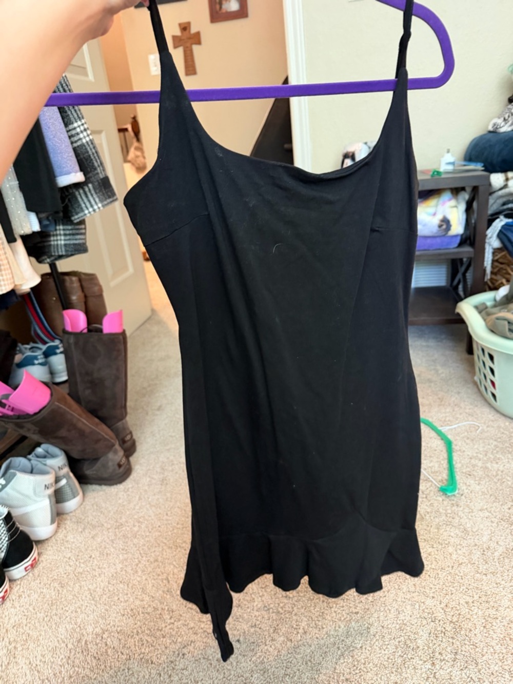 Princess Polly Black Slip Dress with Ruffle Hem